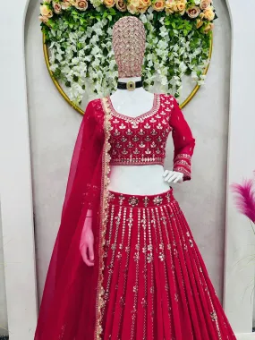 Beautiful Women Party wear 9mm Sequence Red Lehenga choli with Dupatta Suit 